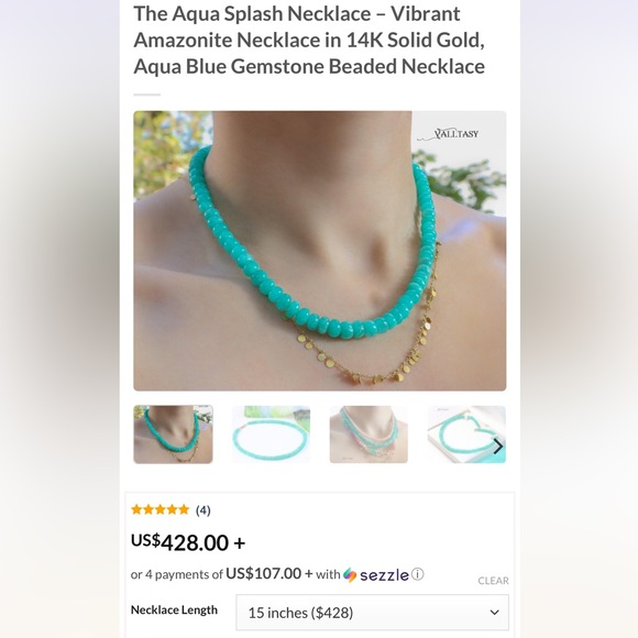 Valltasy Amazonite Necklace in 14K Solid Gold - Picture 12 of 12